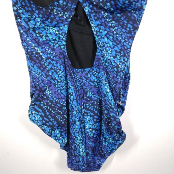 Speedo Strappy Open Back One Piece Swimsuit Blue size 12 - Picture 5 of 9